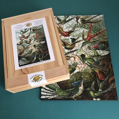 Hummingbirds Artifact Puzzles Wooden Jigsaw Puzzle *Missing 1 pc* Wooden Box