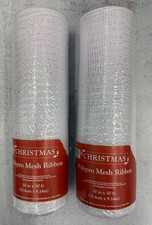 2x white iridescent deco mesh 10 in x 30 ft ribbon wreath DIY crafts Xmas