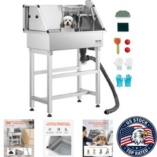Durable Dog Bath Station for Small Pets - 34 Inch Grooming Tub with Faucet