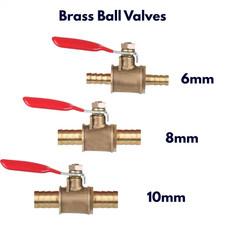 Brass Ball Valve 6mm 8mm 10mm Hose Barb Water Air Fuel Gas Line Shut-off