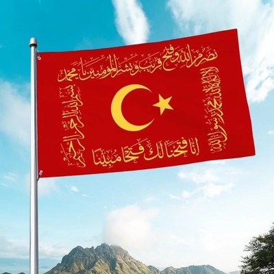 Ottoman Tawhid Flag Islamic Historical Tapestry Banner
