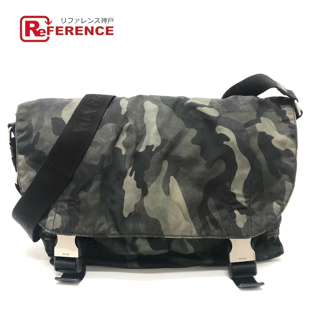 Prada Camouflage Green Nylon Messenger Shoulder Bag for Women Y0810 Va0887 Pre-Owned