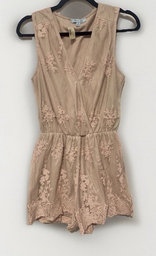 NWT She + Sky Romper Pink Floral Embroidered Small Flowers Shorts Boho Flowy