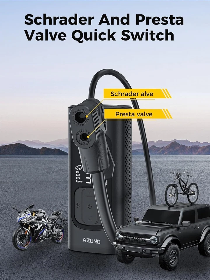 Adaptador de inflador de neumáticos de bloqueo compacto para válvulas Presta y Schrader - Todas las estaciones Foto 4 de 4