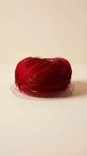 Vintage 1950s Blood Red Velvet Feather Hat with Net Veil   Scarlet Cocktail