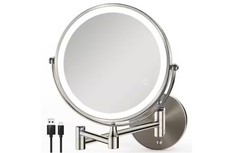GQB 8.5" W x 8.5" H LED Wall Mount Bathroom Makeup Mirror 1X/10X Magnification