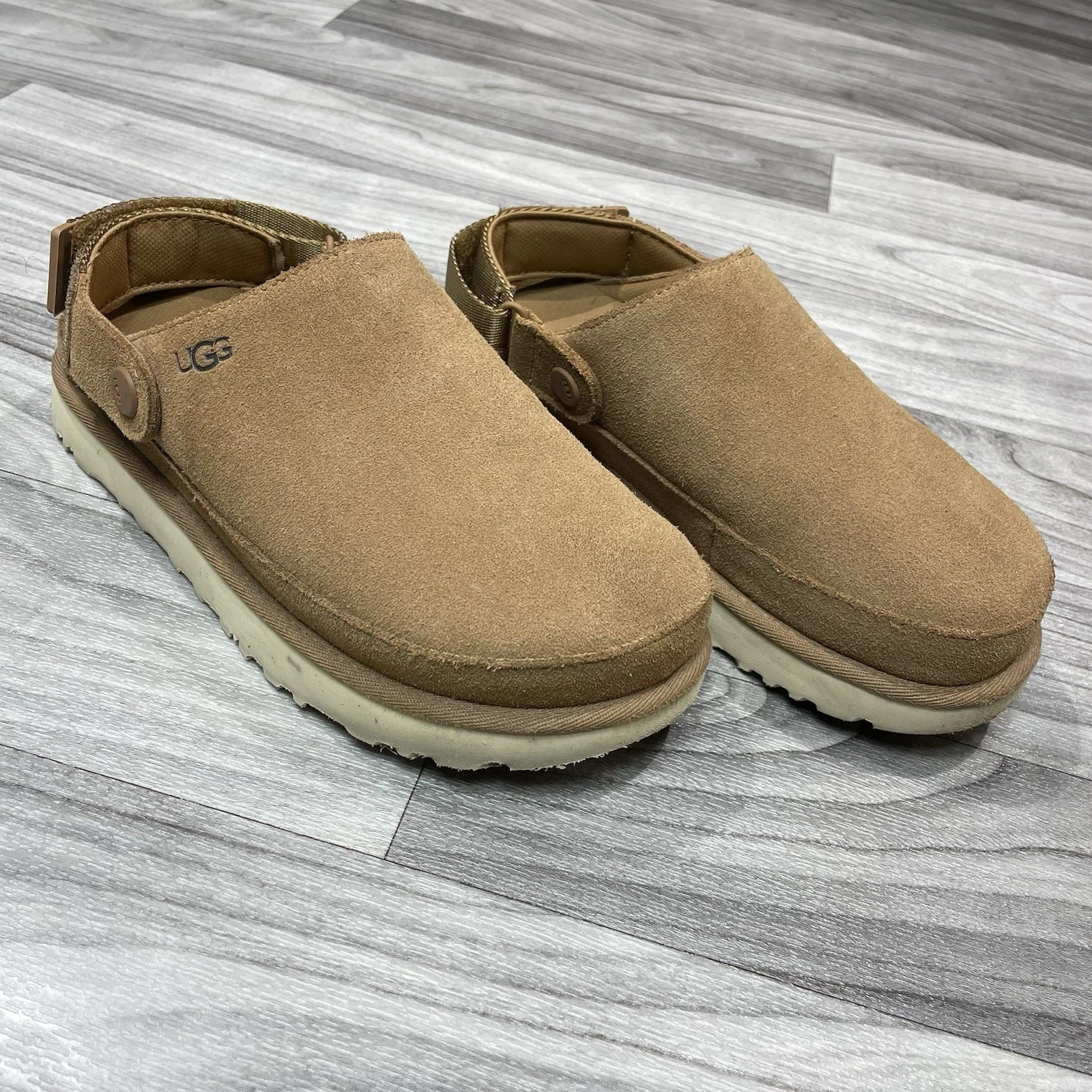 Sandali UGG Goldens platform zoccoli donna US 6 marroni cinturino posteriore slide