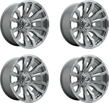 Set 4 22 Fuel D693 Blitz 22x10 5x5 Platinum Wheels -18mm Lifted For Jeep Rims