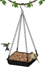 Hanging Bird Feeder, Platform Bird Feeders for Outdoors, Metal Mesh Seed Tray fo