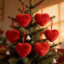 Soft Plush Heart Hanging Ornament for Valentine For Wedding Party Home Display