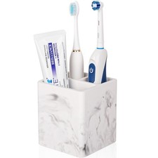 Vanity Toothbrush Holder, 3 Slots for Countertop, White