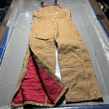 Carhartt Insulated Duck Bib Overalls Mens 34x32 Brown Double Knee R38 BRN