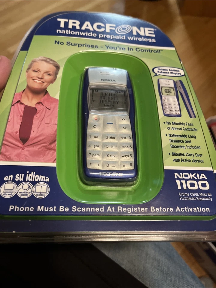 Nuevo teléfono celular sellado NOKIA 1100 Digital Tracfone vintage raro 2006 Foto 4 de 4