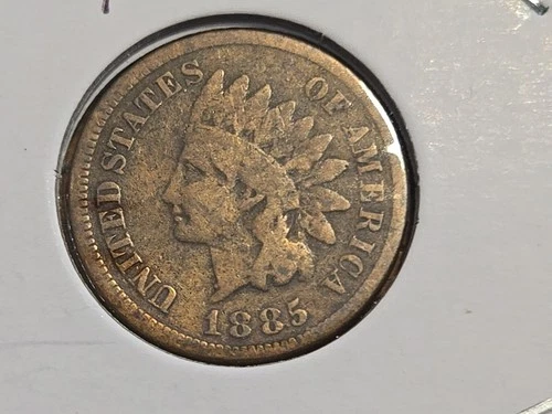 1885 INDIAN HEAD CENT PENNY 1C Coin CLEANED Off-Center Error