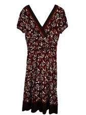 Colorful Wrap Dress Brown 10 Mod Geometric Earthy Boho Indie Folk Artsy Preppy