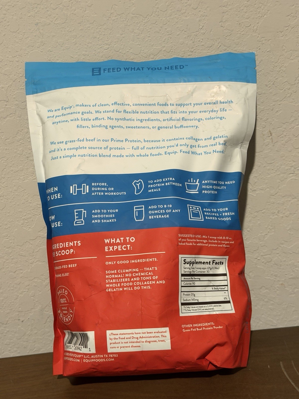 Equip Prime Protein Vanilla Grass Fed Beef Dietary Supplement 1.67 Lbs New 2027