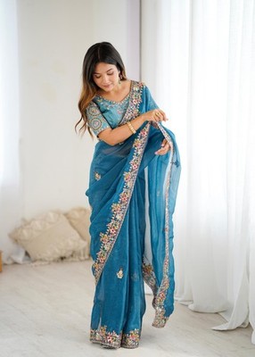 Soft Silk Bollywood Designer Fancy Saree Party Indian Wedding Saree 
