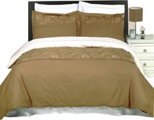 Geneva 100 Cotton Duvet Cover Embroidered 3 Piece Duvet Cover Set