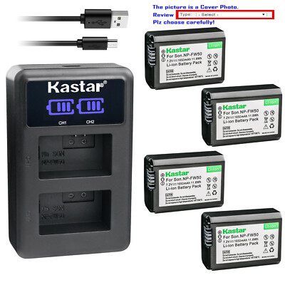 Kastar Battery LCD Dual Charger for Sony NP-FW50 BC-VW1 & SLT-A55 NEX-3 NEX-3N