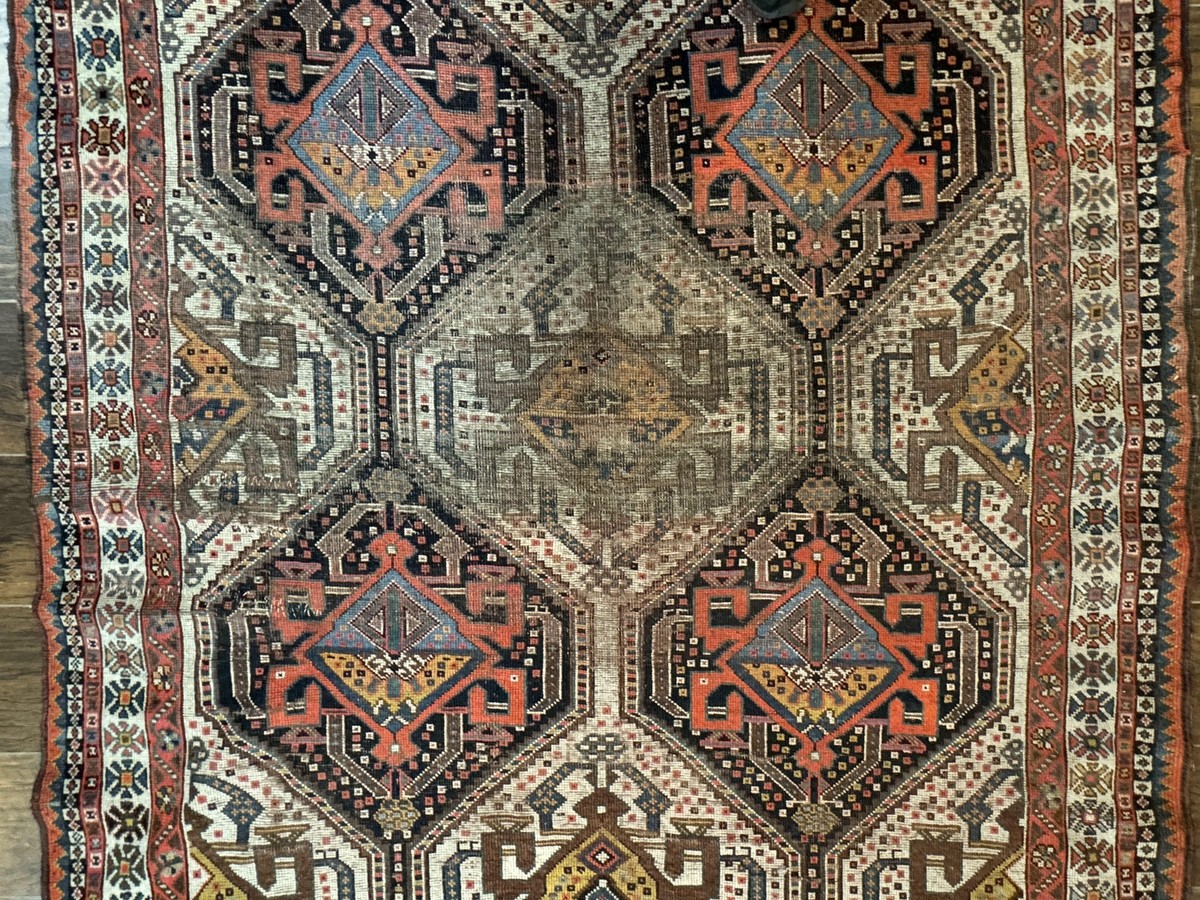 Antique Per'sian Qashqai Rug 5x8 Tribal Carpet Khamseh Rug Antique Per'sian Qashqai Rug 5x8 Tribal Carpet Khamseh Rug