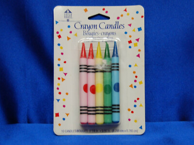  Crayon Candles Set Of 10 New 3 1/4 Inch High Birthday & Shower Celebrations