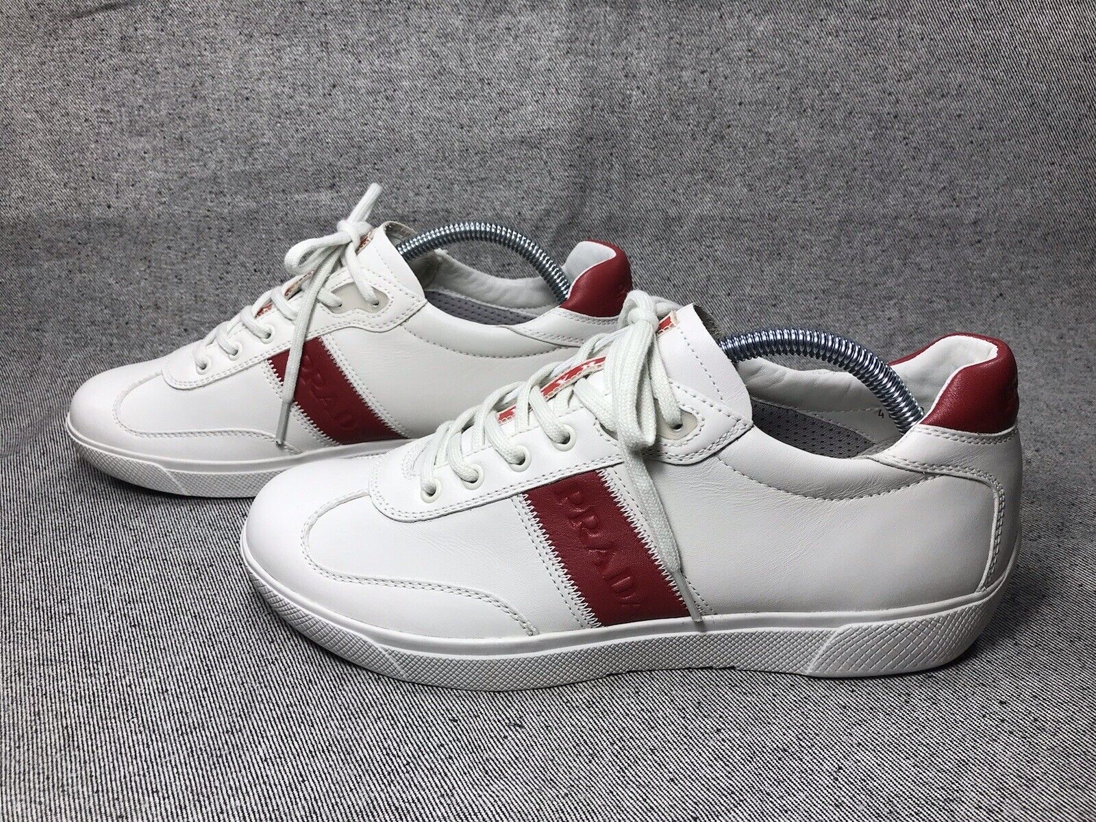 PRADA, CALZATURE UOMO, UK SIZE 6, MEN'S TRAINER'S, BRAND NEW, BONE WHITE  LEATHER