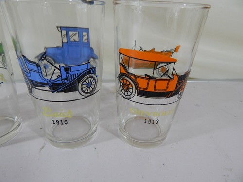Lot of 4 Glass Cups with Old Style Cars Printed On (Ford, Buick and More) C2 - Picture 6 of 8