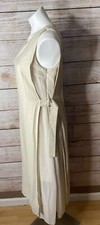 NEW Doe & Rae beige Maxi Dress Sz M Side Buckle/Open Overlay