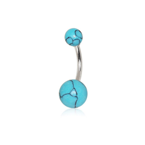1 - Synthetic Stone 14 Gauge 3/8" 316L Surgical Steel Belly Button Rings B552 - Picture 2 of 4