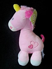 Okie Dokie Pink Unicorn Plush Rattle Hearts NEW