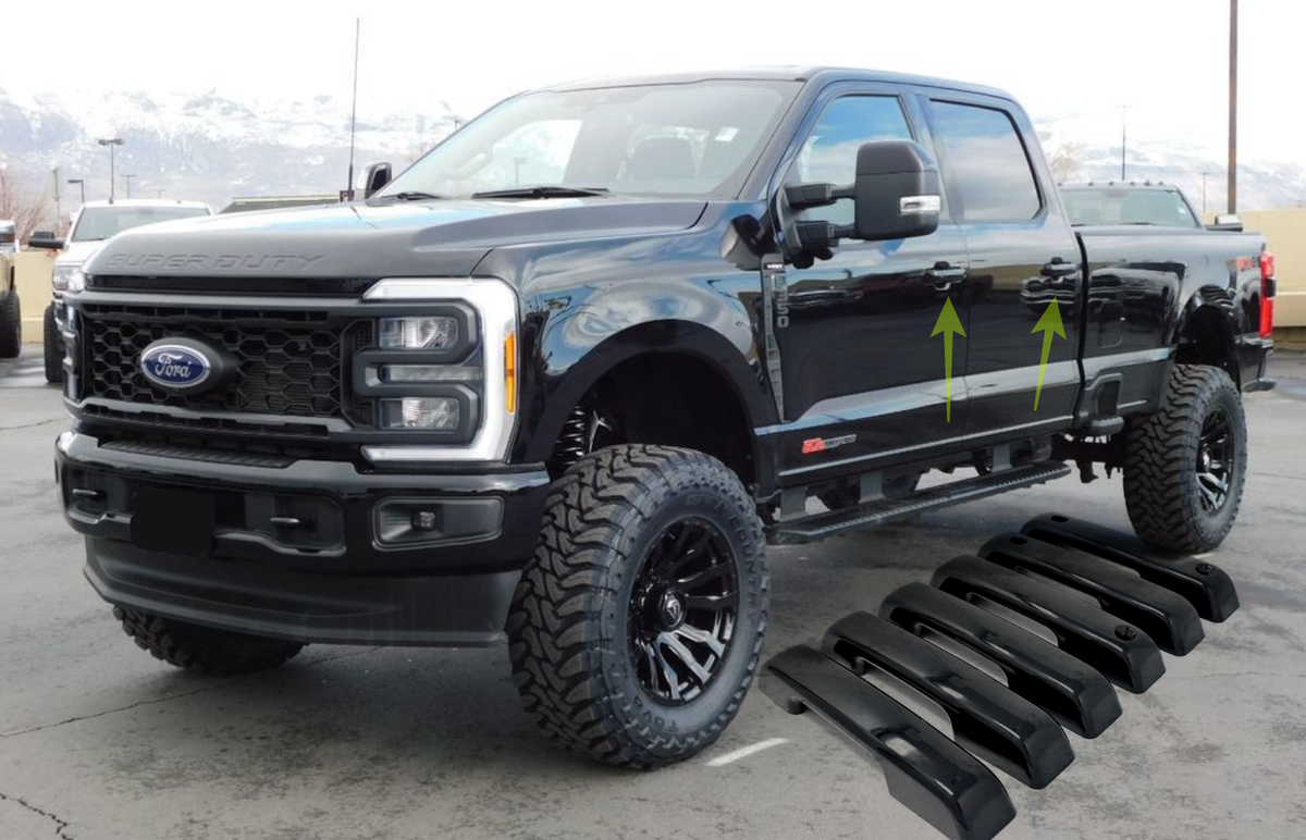 Gloss Black Door Handle Covers For 2017-2022 Ford F250-F550 Crew Cab – 12-Piece Set
