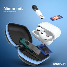 Kopfhörer Tasche Case Schutzhülle Aufbewahrungstasche Netzfach Oval Hellblau – Bild 2