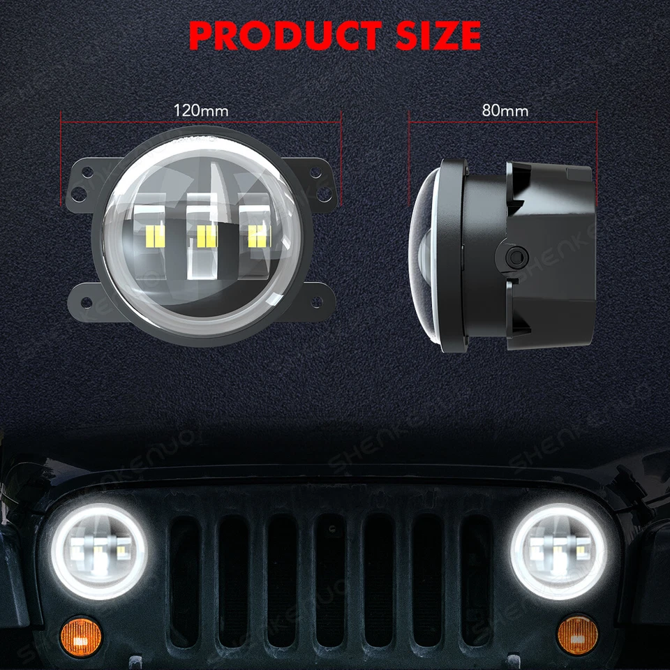 Par de luces antiniebla LED de parachoques de 4 pulgadas para Jeep Commander 2006 2007 2008 2009 2010 Foto 4 de 4