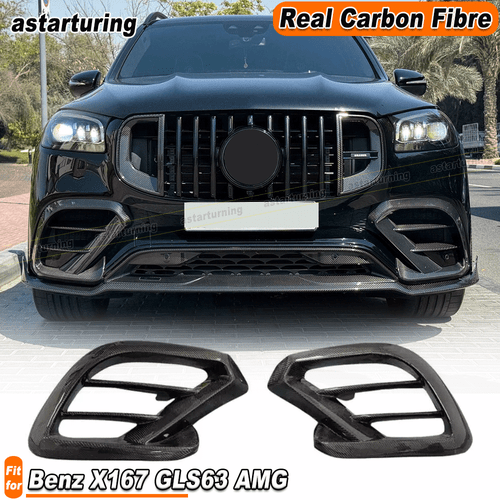 For Benz X167 GLS63 2021-2025 REAL CARBON Front Lamp Grill Air Vent Covers Trim - Imagen 1 de 6