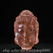 6" Old Tibet Crystal Diamond Adamas Kwan-yin Guan yin Head Bust Statue