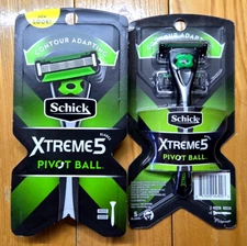 2 X SCHICK XTREME 5 PIVOT BALL (TOTAL 2 X HANDLES & 4 X REFILLS)
