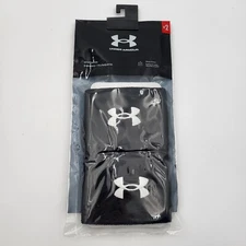Under Armour 2 Pack Black White Mens 3" Wristbands Wicks Sweat 1276991