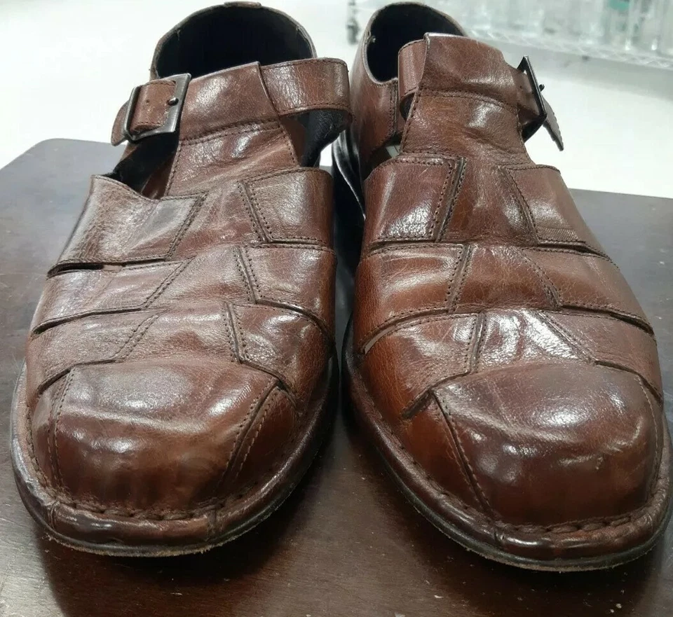 KENNETH COLE BROWN LEATHER SANDALS MENS SIZE 10.5 Made In Italy - Image 2 of 3