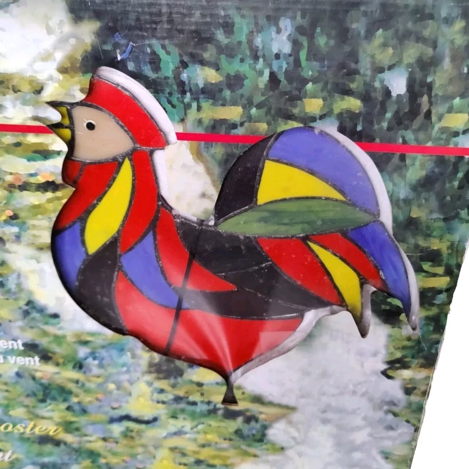 COLIBRI CROWING ROOSTER STAINED GLASS WEATHER VANE TIFFANY STYLE 5.5 Feet Tall - Image 2 of 4