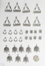 TIBET SILVER VARIOUS CHANDELIER EARRING CONNECTORS-PKG OF 32-NEW-GREAT PRICE