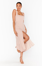 Show Me Your Mumu Claire Midi Dress Dusty Blush Chiffon Size Extra Large Formal