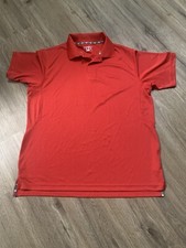 Men's CHAMPION Performance Short Sleeve Polo Shirt Sz Large Red 100 Polyester