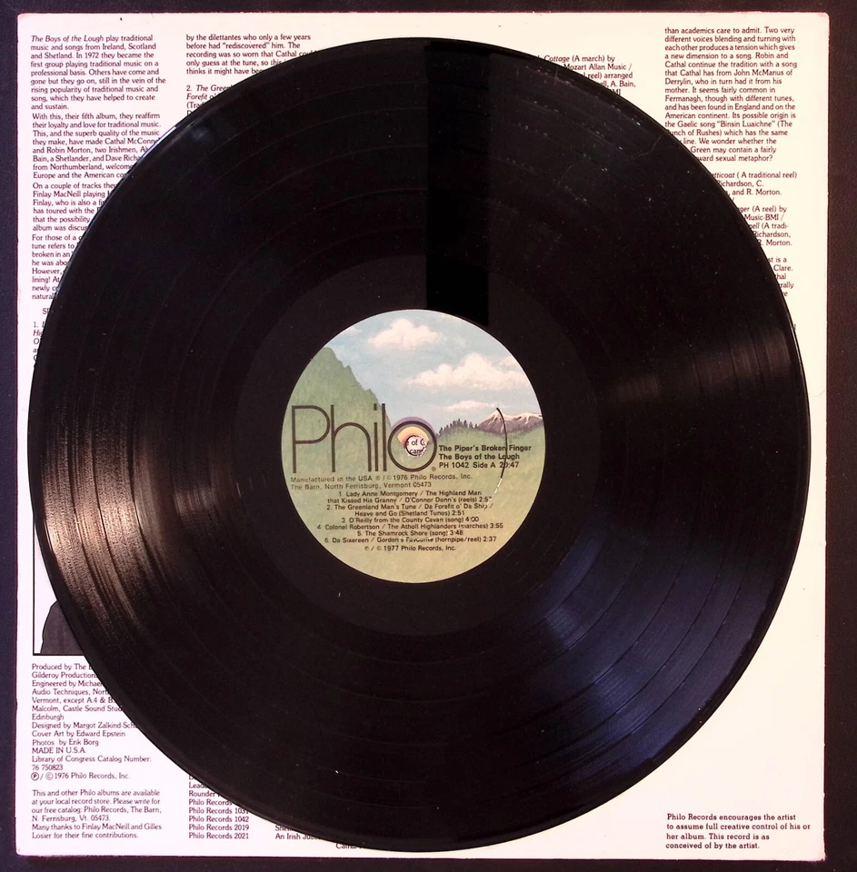 THE BOYS OF THE LOUGH THE PIPER'S BROKEN FINGER FOLK PHILO 1042 VINYL LP 111-16W - Image 3 of 4