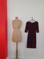 Alice + Olivia Back Free Bodycon Lace Dress Black Bordeaux Size S