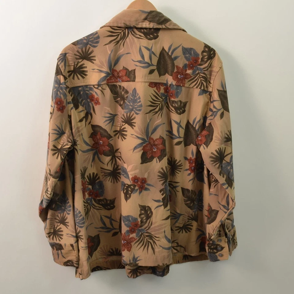 Camisa con botones Caribbean Joe para mujer 2X microgamuza poliéster spandex marrón Foto 2 de 4