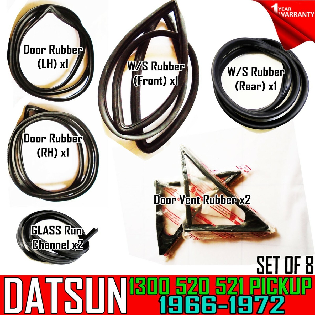 Weatherstrip Door Rubber Pair For Datsun Nissan 520 521 Truck 1966-1972 RH+LH