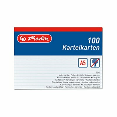 100x herlitz Karteikarten DIN A5 liniert weiß Karteikarte