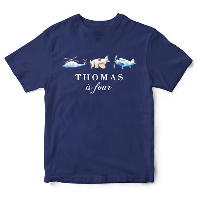 Personalisiertes T-Shirt Luftfahrt Kindergeburtstag Shirt Jungen und Mädchen Flugzeuge Te...