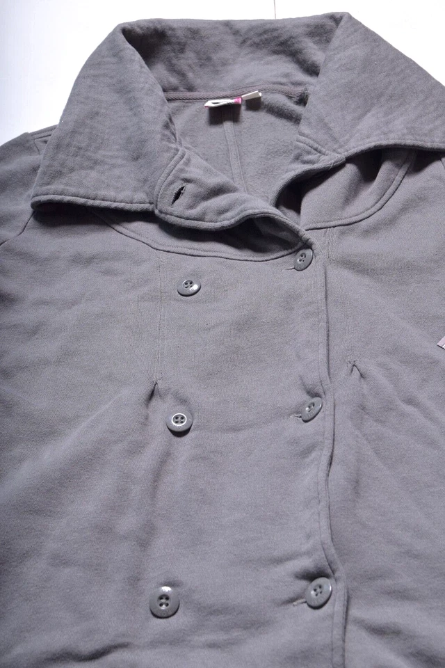 Roxy Womens Fleece Jacket Flared Collar Double Breasted Coat Gray Medium - Image 2 of 4