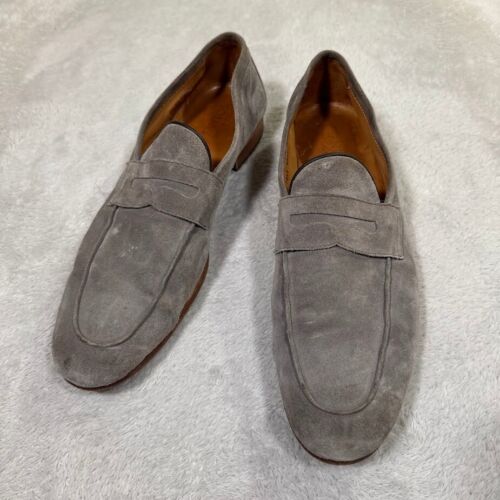 Carlos Santos Mens Shoes 12.5 Grey Suede Penny Loafer Moccasins Old Money Casual